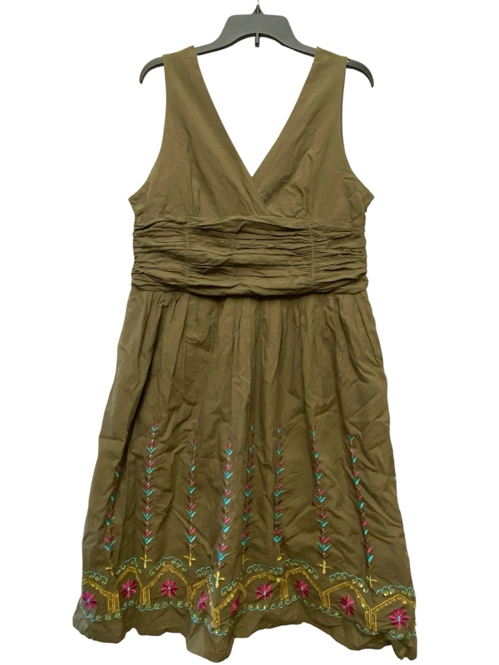 FreeStyle Sleeveless Boho Surplice Embroidered Midi Dress XL